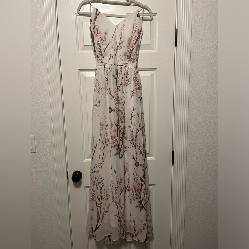 Floor length cherry blossom dress